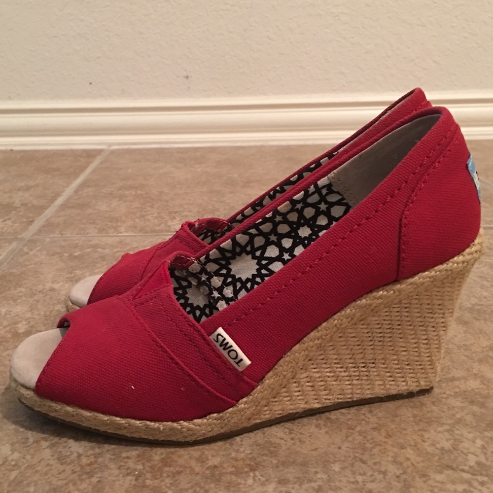 TOMS espadrilles peep-toe wedge